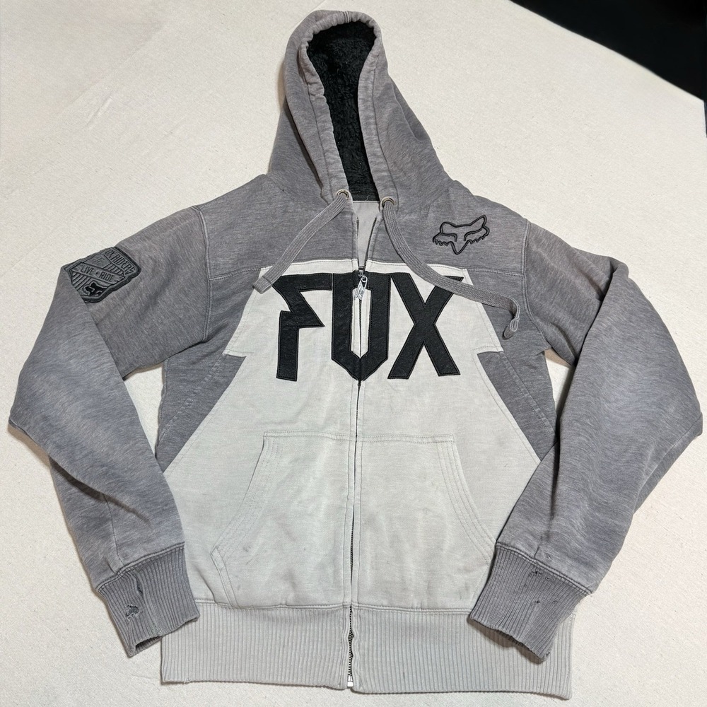 fox racing sasquatch hoodie Small Distressed Y2K Vintage Fur Lined